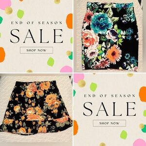Floral Black Skirts